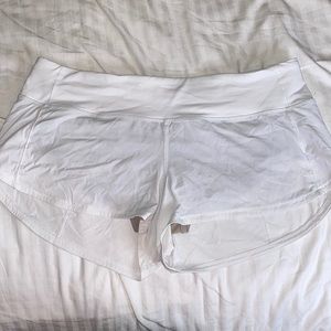White Lululemon Speed Up Shorts